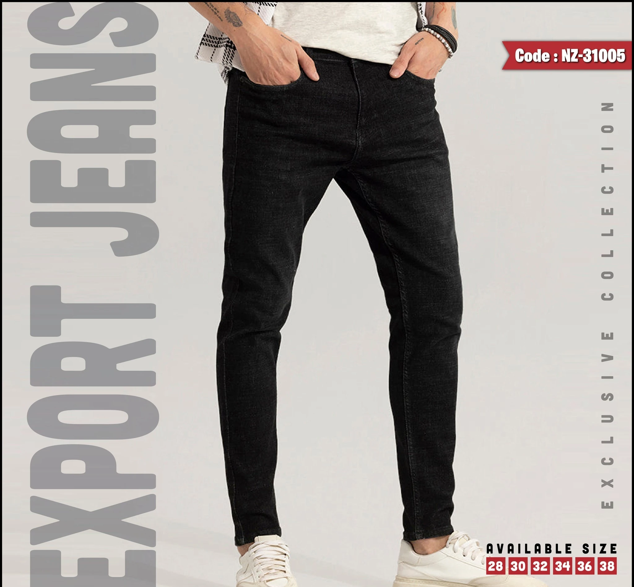 MEN"s PREMIUM EXPORT DENIM PANT - BLACK