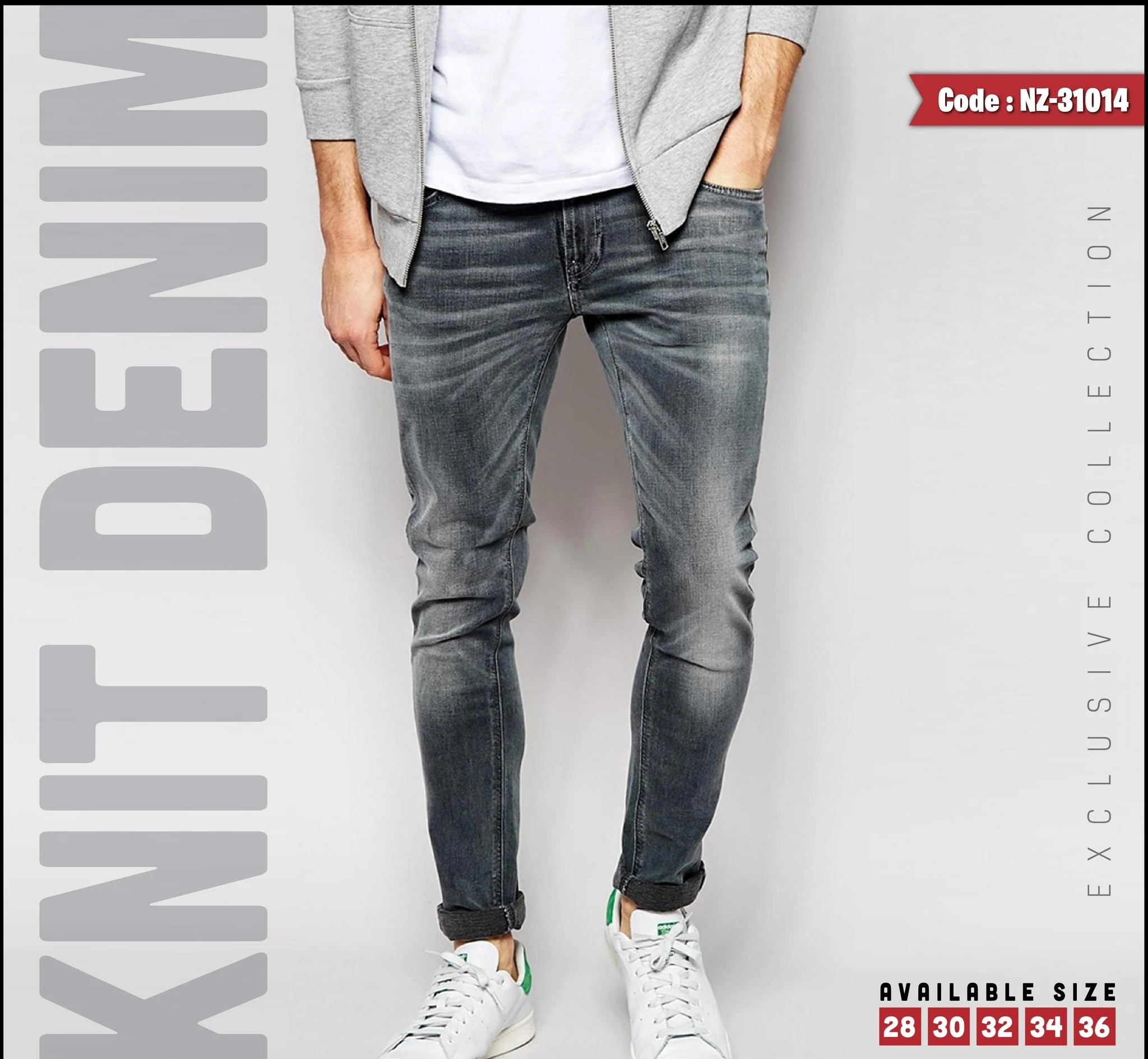 MEN"s PREMIUM EXPORT DENIM PANT - LT. ASH